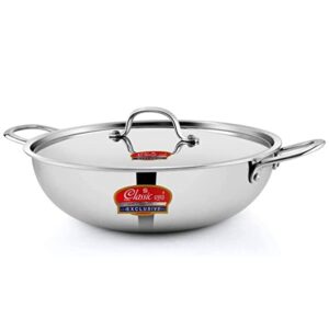 Premium Triply Stainless Steel Kadhai With Lid